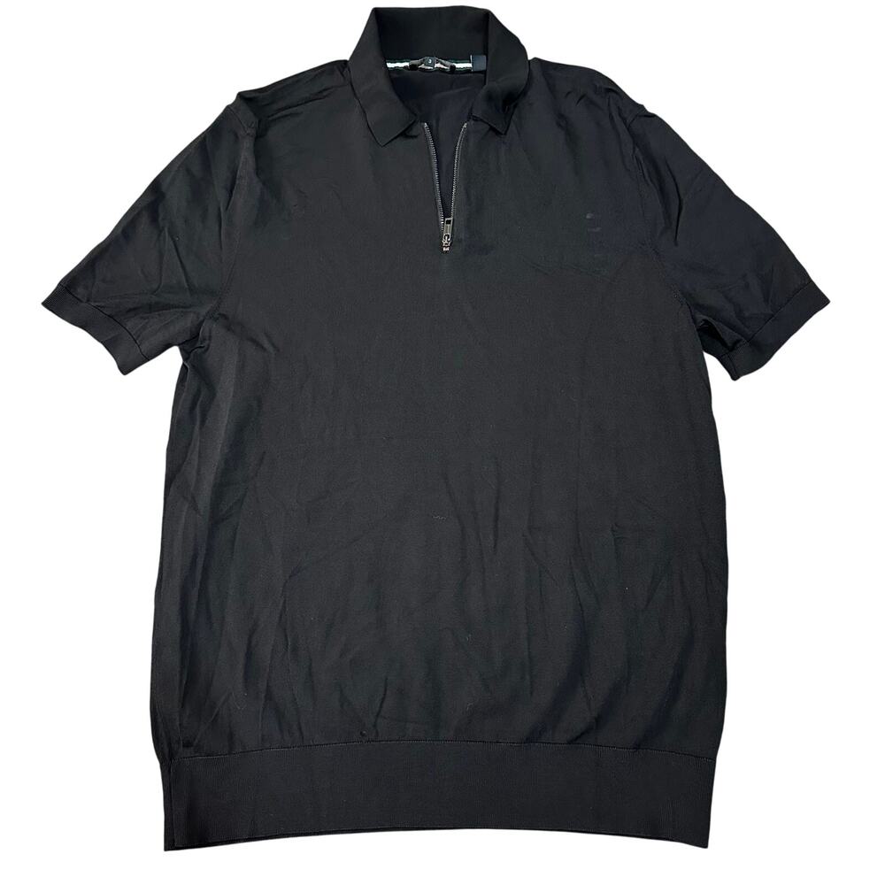 TED BAKER Men's Daldin Zip Collar Stretch Knit Polo Shirt Size 3/M In Black
